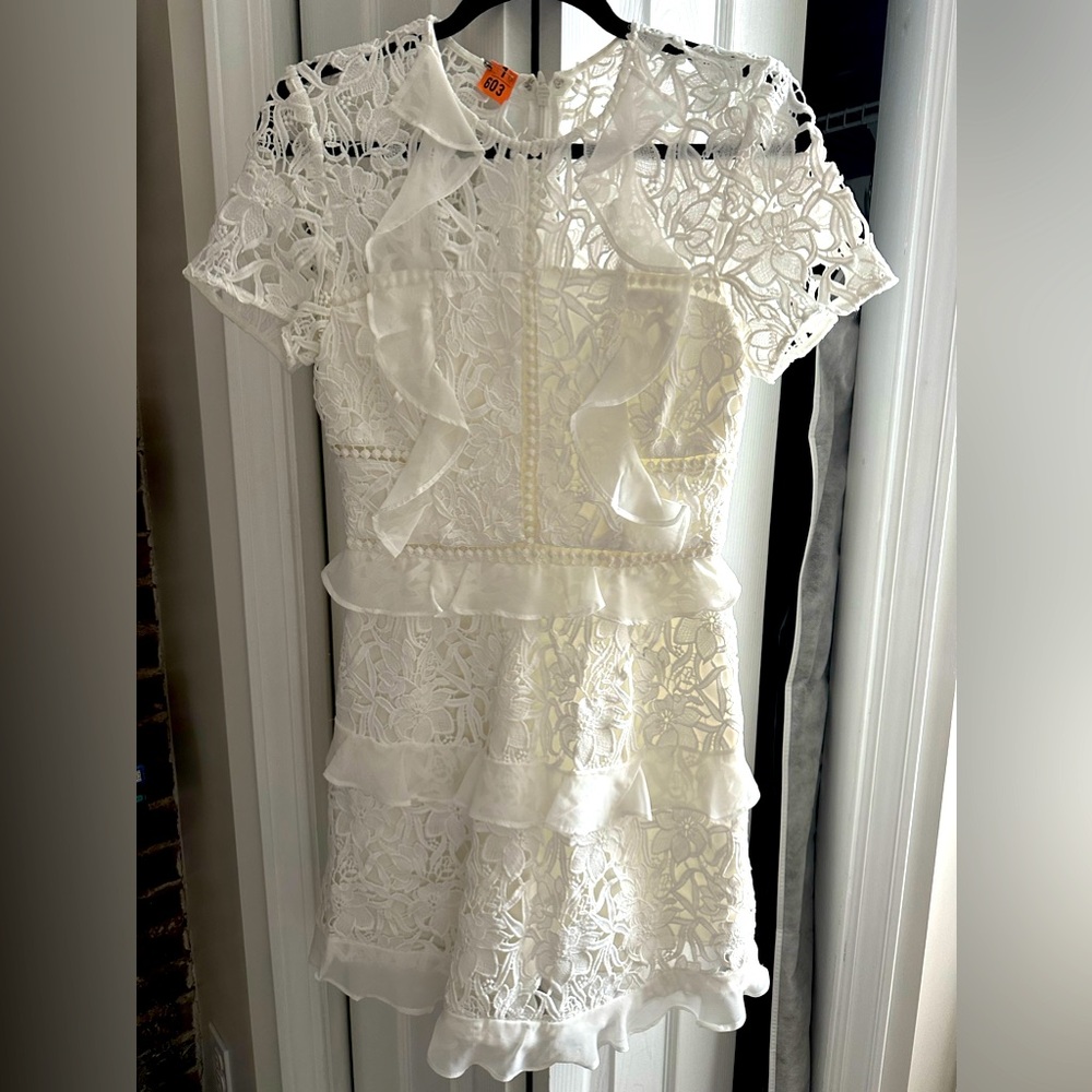 White Adelyn Rae lace tiered cocktail dress, size small, worn once